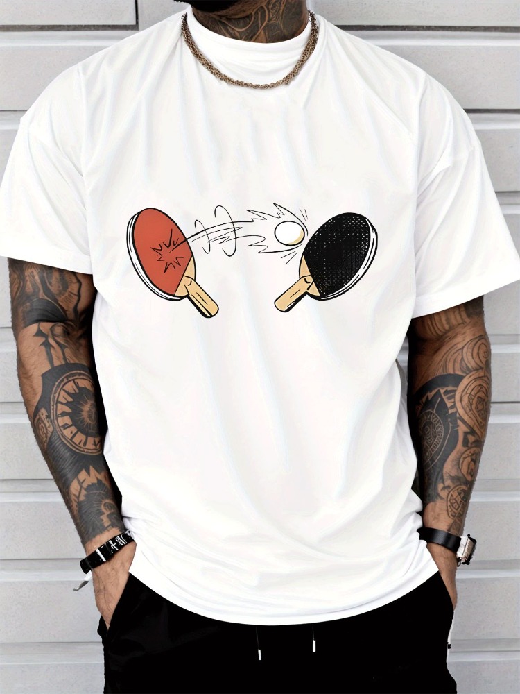 قميص صيفي رجالي بطباعة كرتونية - مراجعة Table Tennis Outfit Male وسعره
