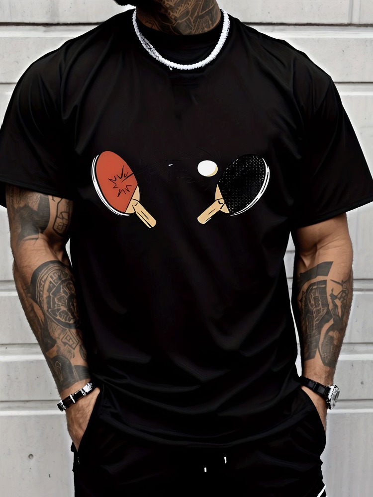 قميص صيفي رجالي بطباعة كرتونية - مراجعة Table Tennis Outfit Male وسعره